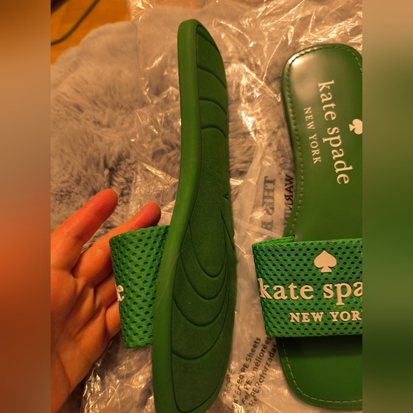 New Kate Spade New York Green Mesh Peyton Slide Sandal Size 10.5 - Picture 2 of 3